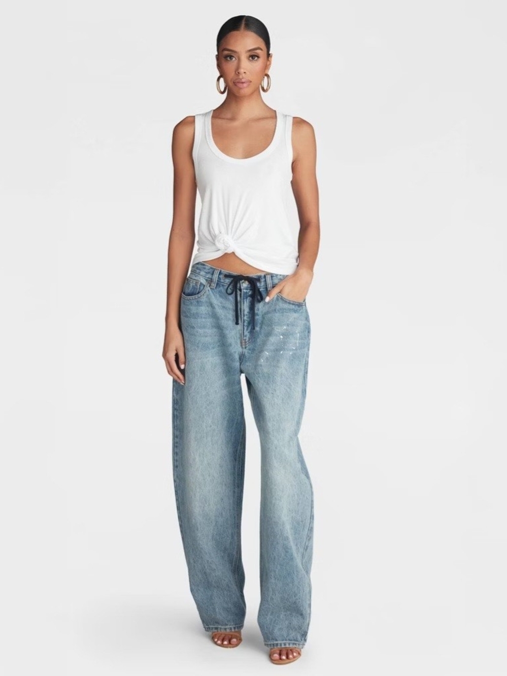 KBB by Kahlana Mid-Rise Barrel Leg Jeans